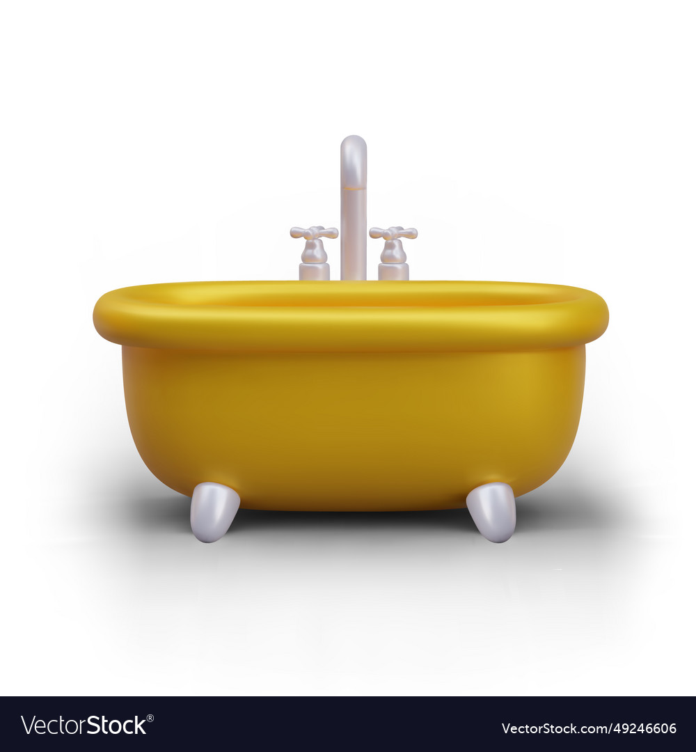 Front view of realistic bath in gold colors Vector Image