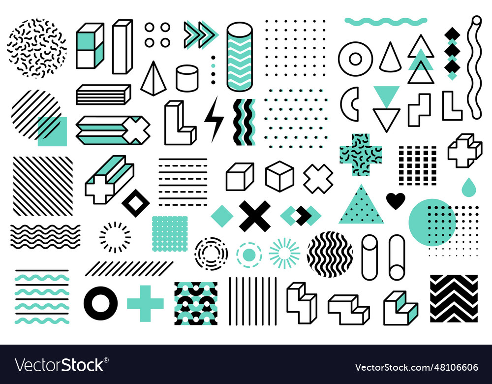 Geometric shapes graphic universal memphis style Vector Image