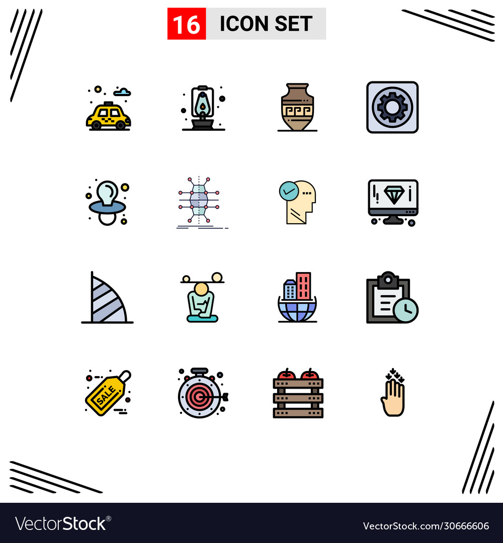 Mobile interface flat color filled line set 16