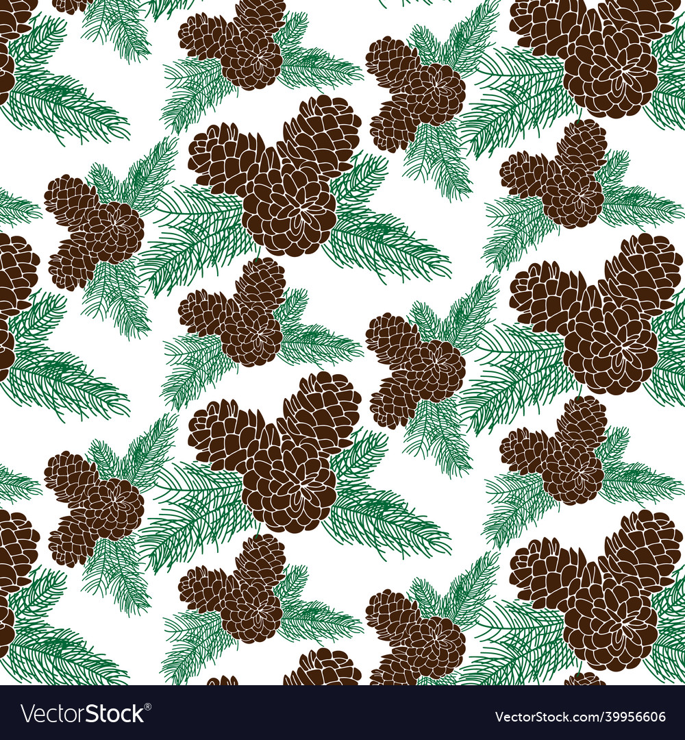 Pine cones and twigs pattern