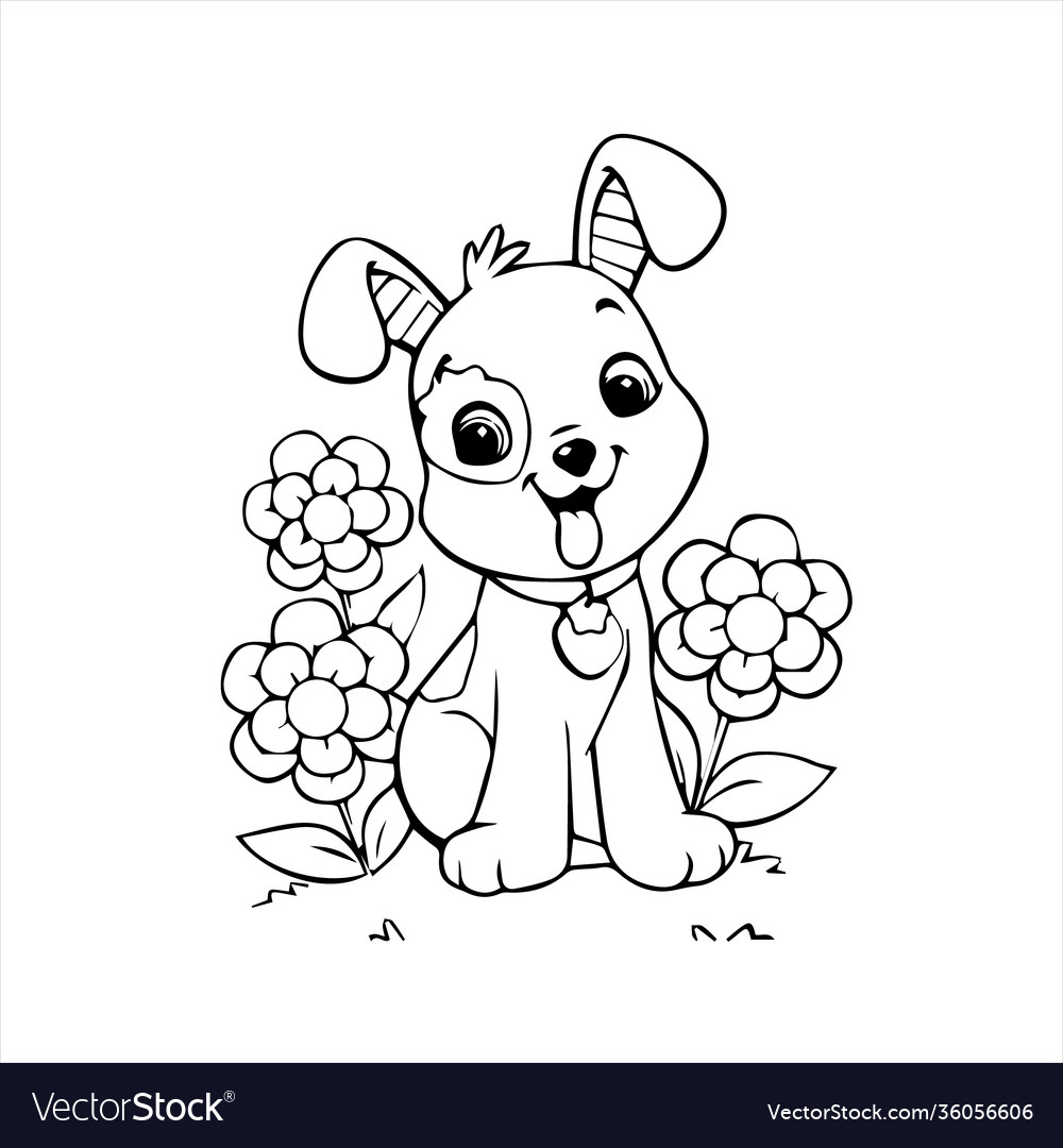 Pretty Puppy Dog Coloring Page Design For Kids Chi