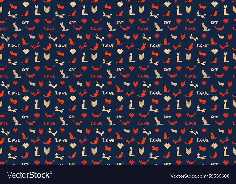 Print with tangram puzzle different poses of cats