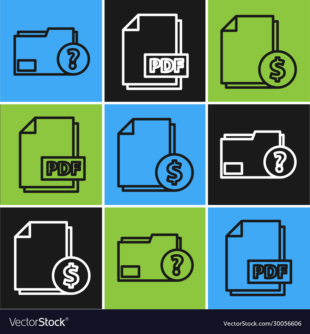 Set line unknown document folder finance vector image Set line unknown document folder finance