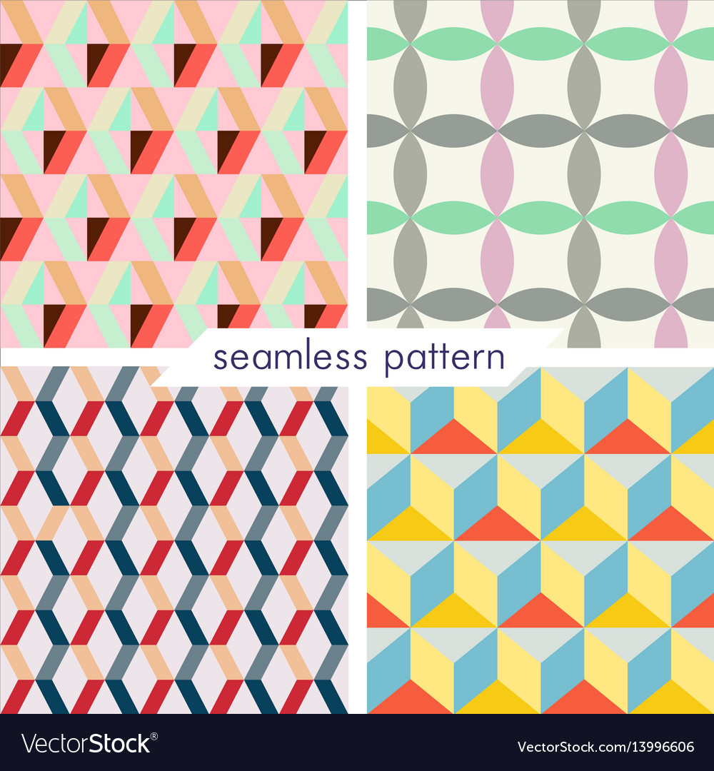 Set of four seamless geometrical patterns 7 Vector Image Set of four seamless geometrical patterns 7