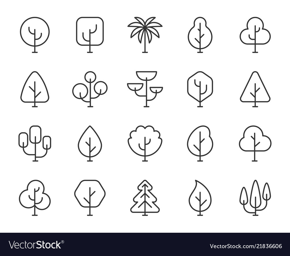 Simple Tree Line Icons - Botanical Collection