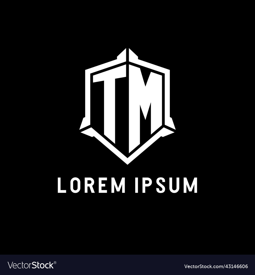 Tm logo initial with shield shape design style Vector Image Tm logo initial with shield shape design style