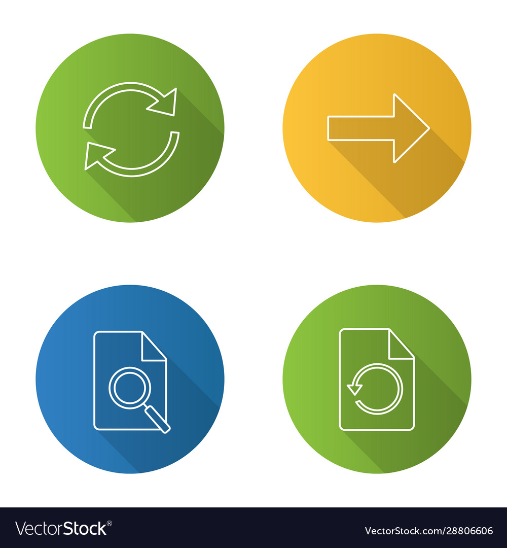 Uiux flat linear long shadow icons set vector image Uiux flat linear long shadow icons set