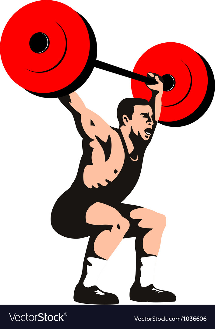 Weightlifter lifting weights retro Royalty Free Vector Image