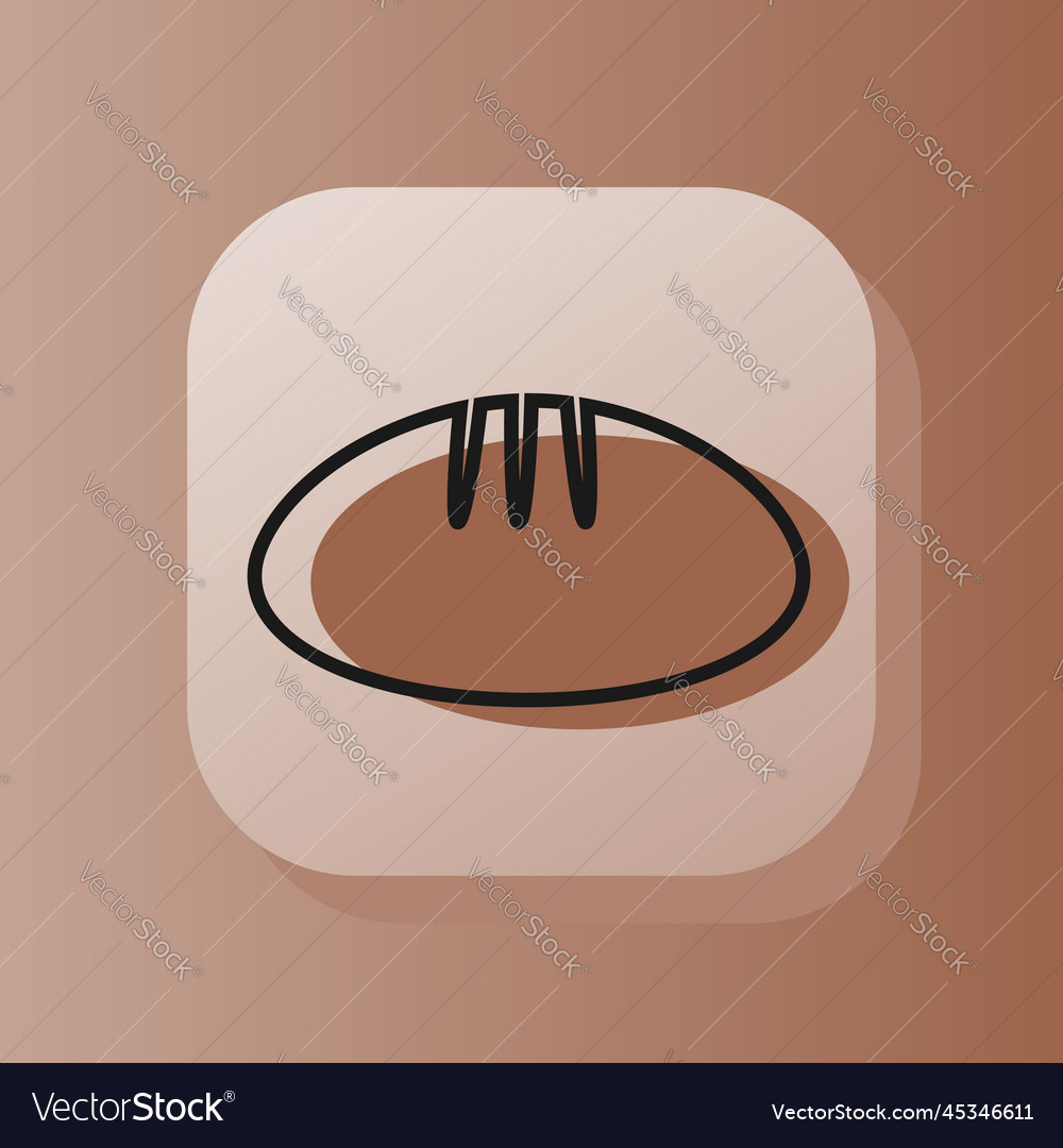 3d square button bread on outline icon vector image 3d square button bread on outline icon