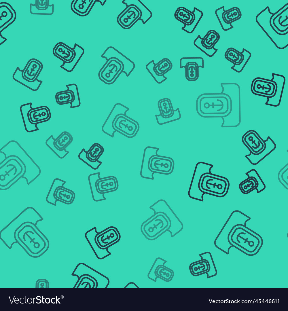 Black line map pointer with anchor icon isolated