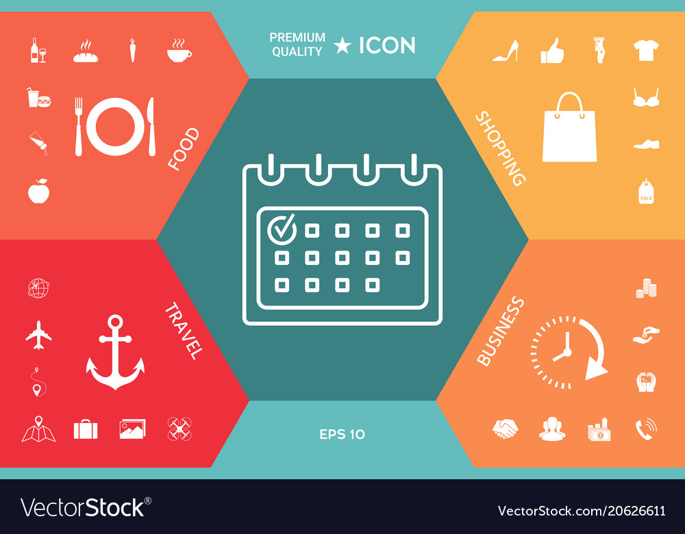 Calendar with check mark- line icon