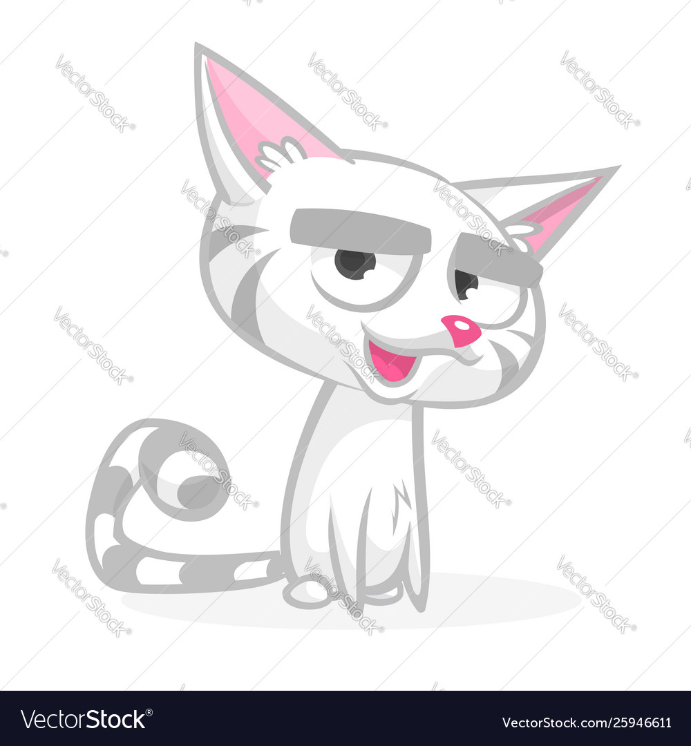 Cartoon grumpy cat cute fat Royalty Free Vector Image