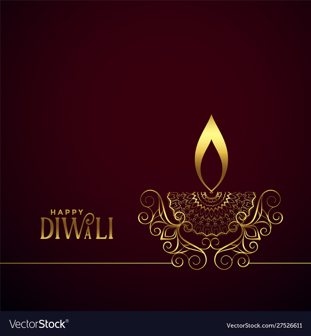 Creative Decorative Diwali Diya Golden Lamp Design