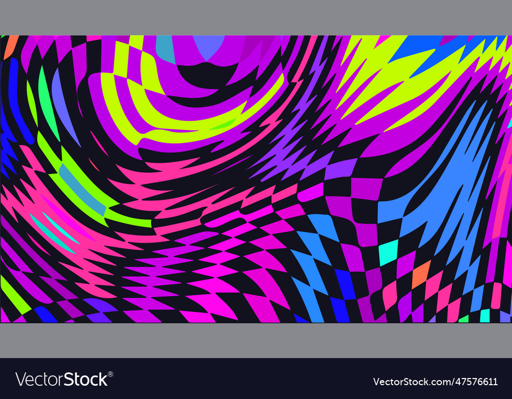 Distorted twisted checkered background trippy vector image Distorted twisted checkered background trippy