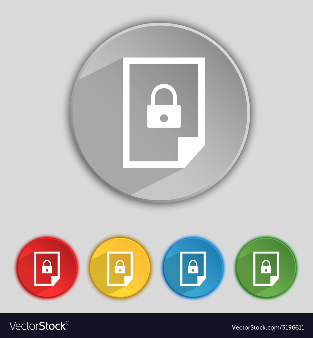 File locked icon sign set of coloured buttons