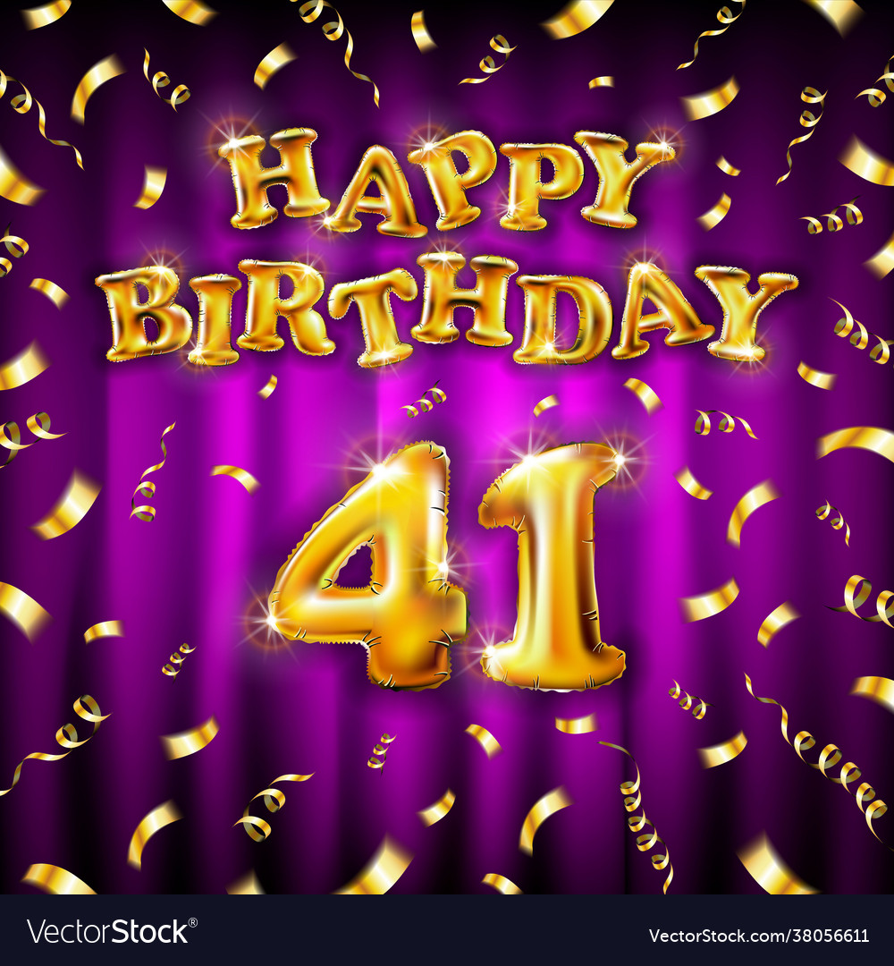 Golden number forty one metallic balloon happy vector image Golden number forty one metallic balloon happy