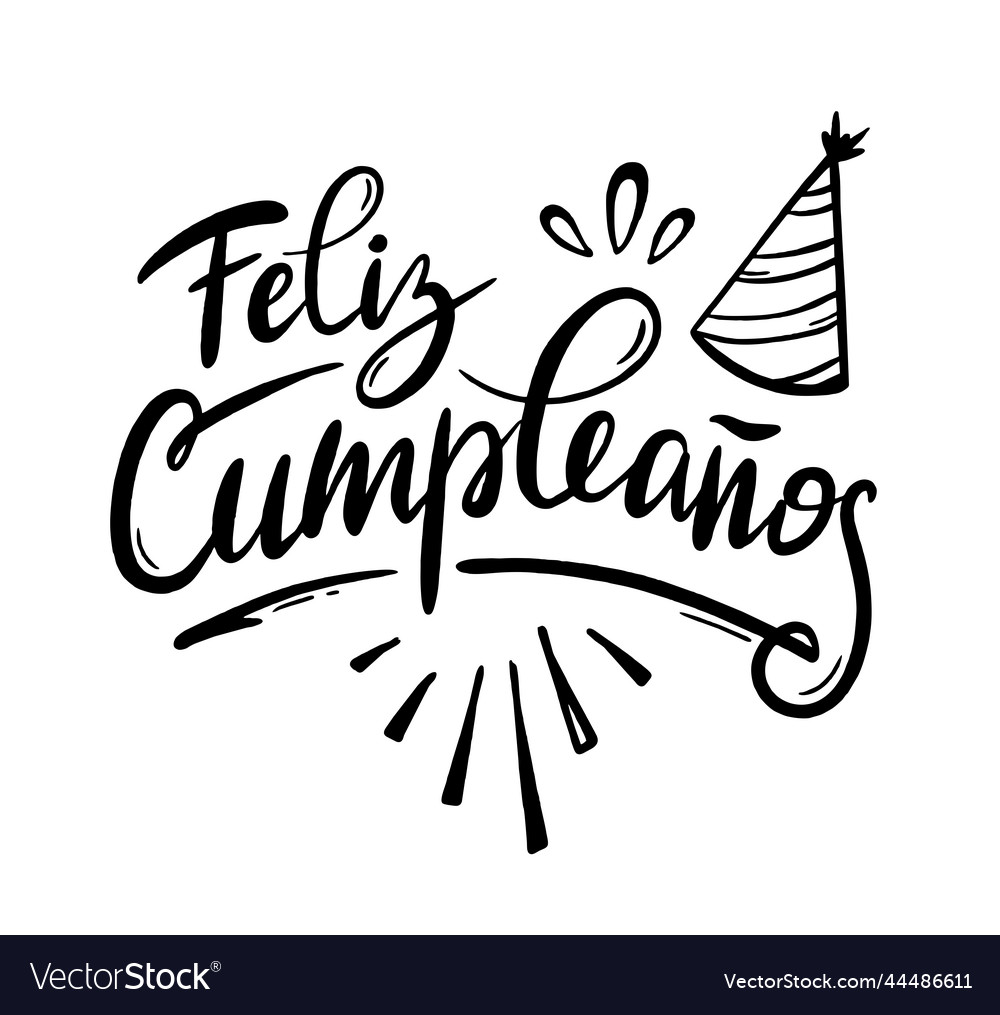 Happy birthday in spain lettering in spanish Vector Image