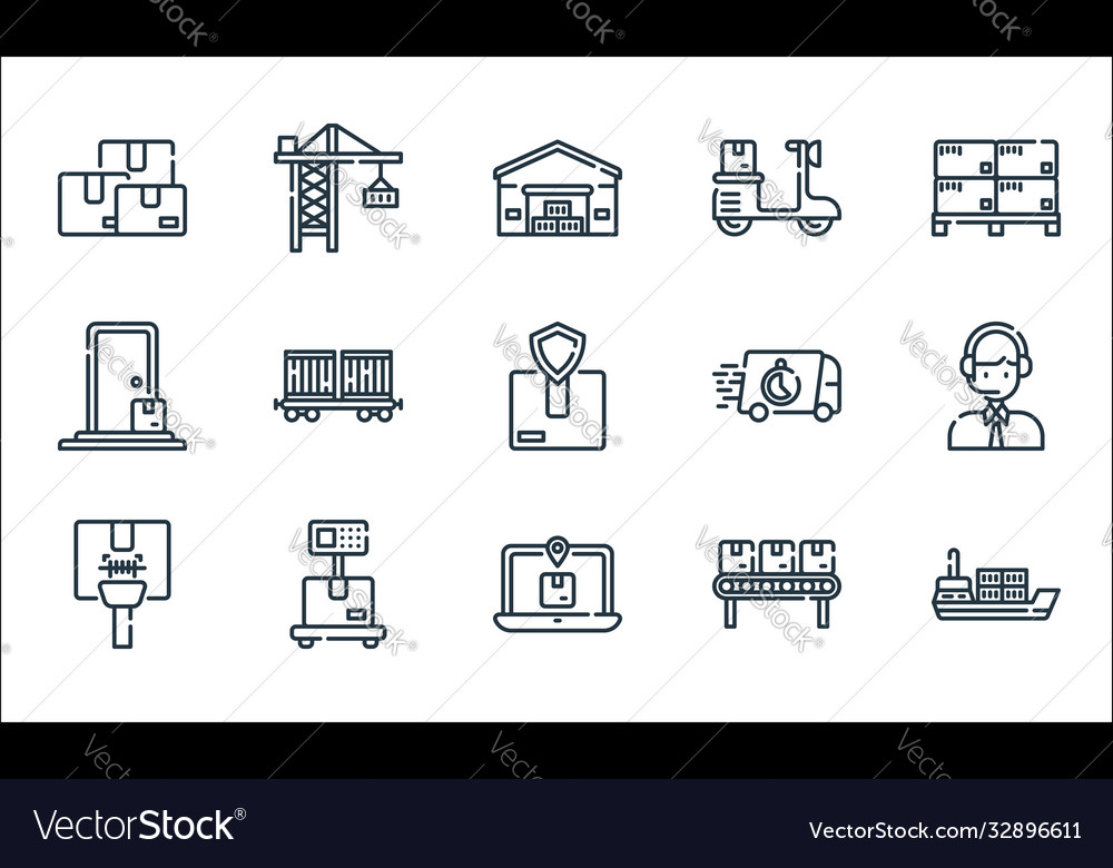 Logistic and delivery line icons linear set vector image Logistic and delivery line icons linear set