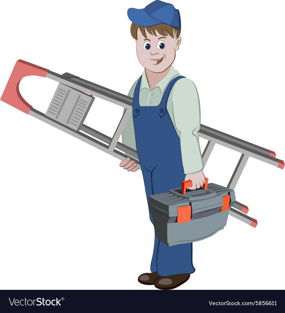 Man with Ladder and Toolbox