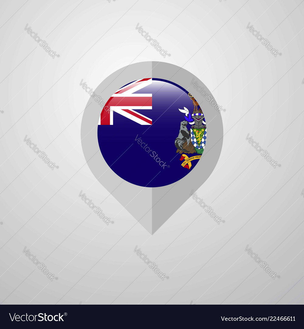 Map navigation pointer with south georgia flag
