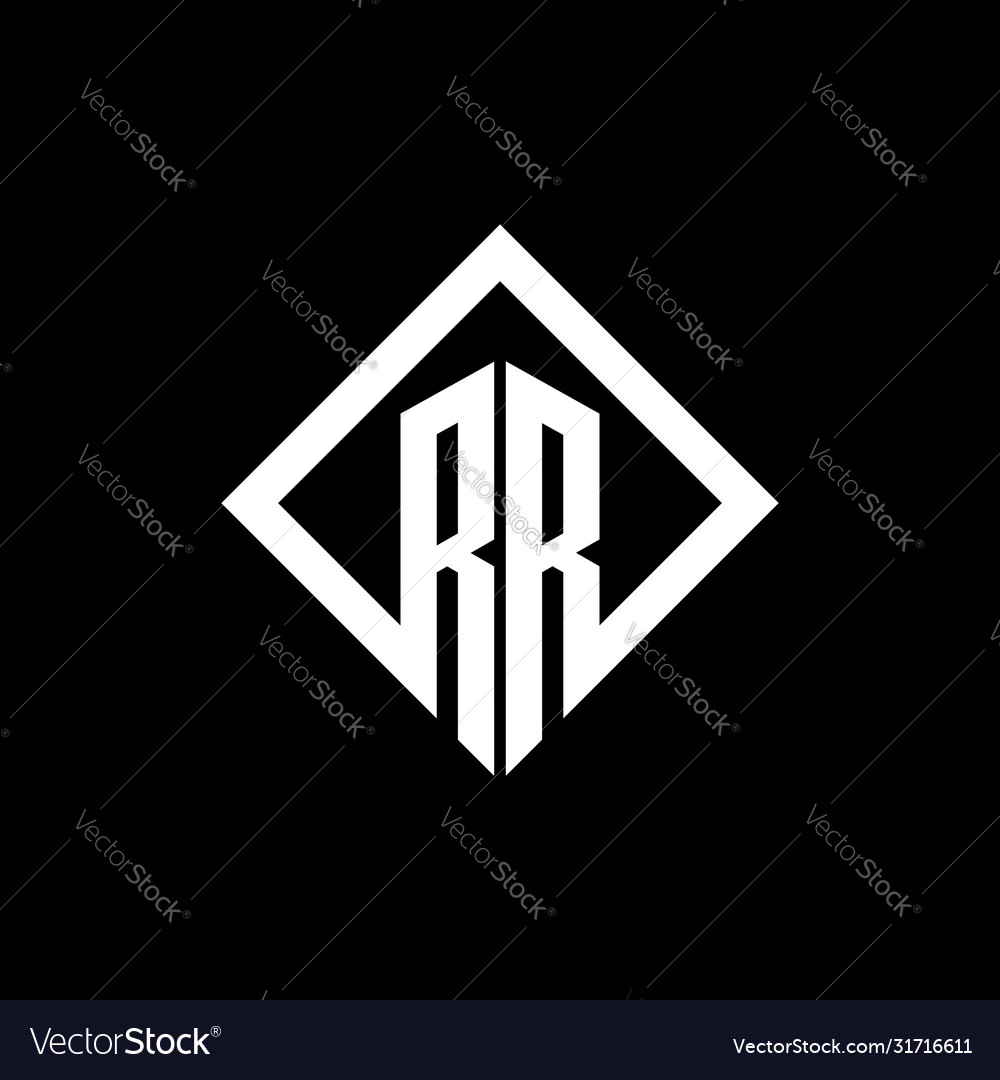 Rr logo monogram with square rotate style design