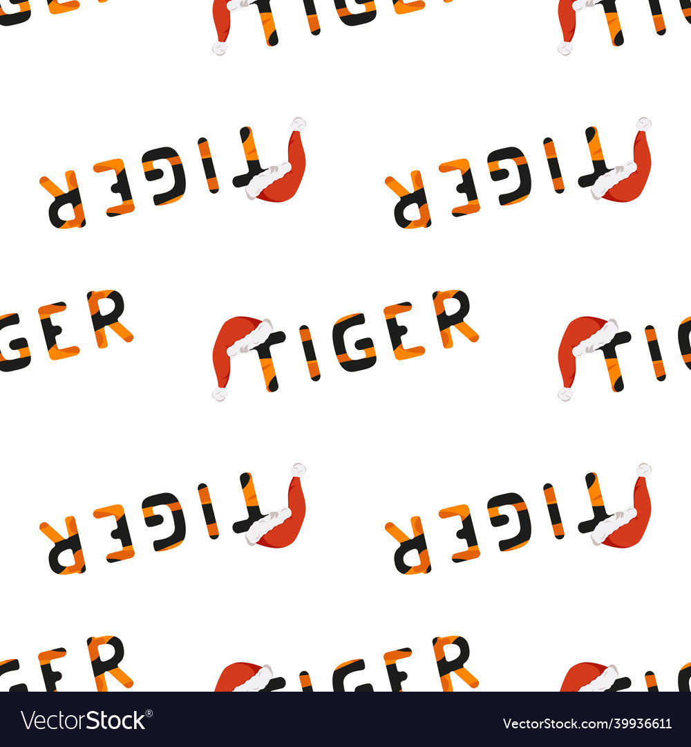 Seamless pattern with tiger letters and word vector image Seamless pattern with tiger letters and word