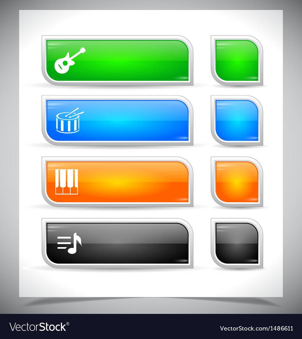 Set of color plastic buttons for web