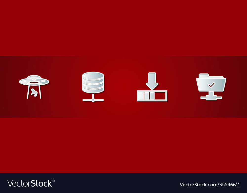 Set ufo abducts cow server data web hosting vector image Set ufo abducts cow server data web hosting