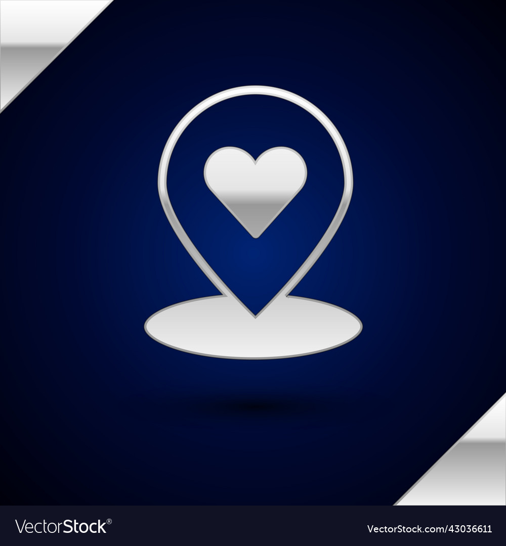 Silver map pointer with heart icon isolated vector image Silver map pointer with heart icon isolated