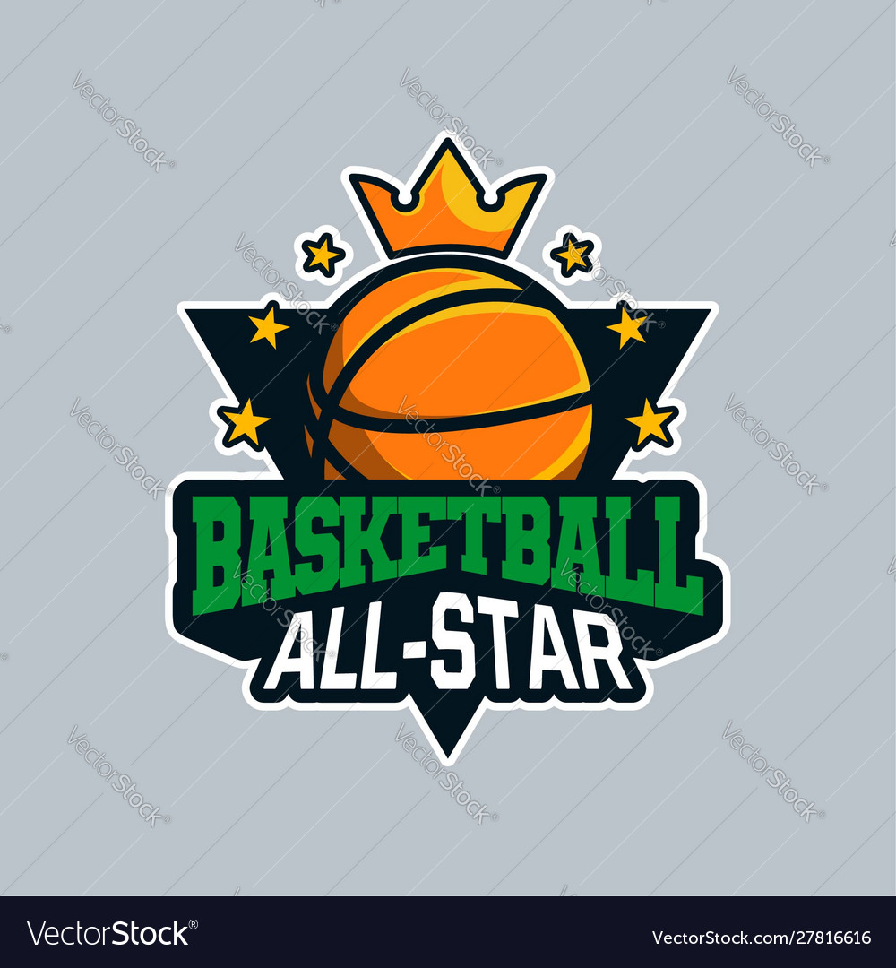 Basketball all star shield emblem or badge Vector Image