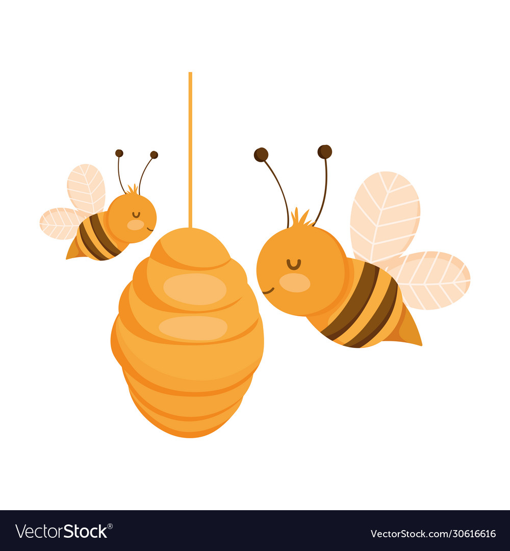 Bees in hive farm animal isolated icon on Vector Image