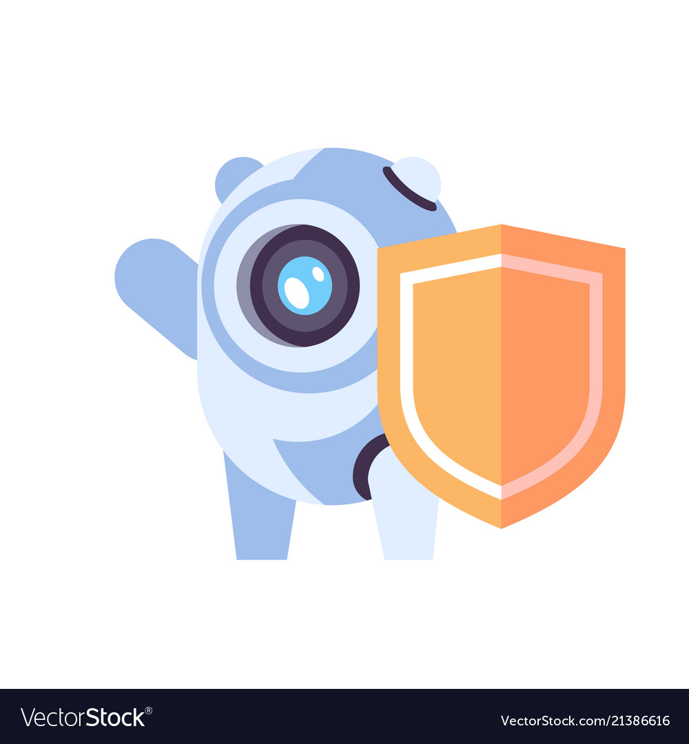 Chat bot robot shield protection concept vector image Chat bot robot shield protection concept