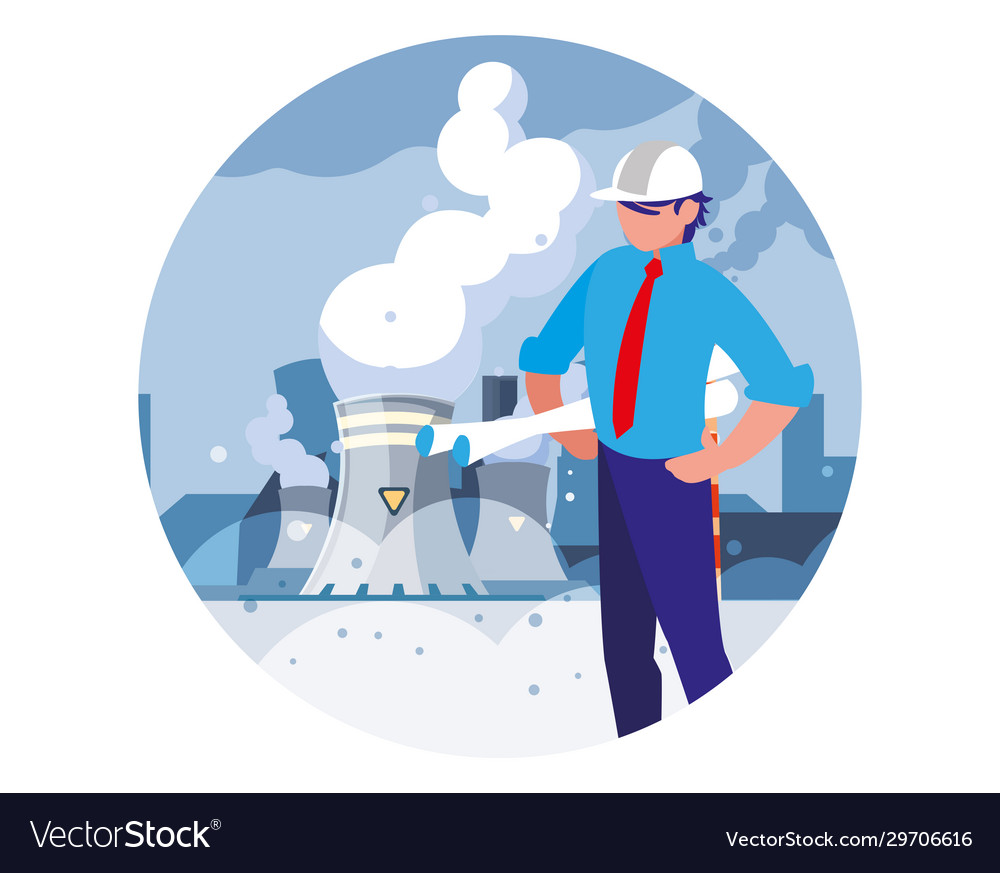 Engineer man with work tools in factory Vector Image Engineer man with work tools in factory
