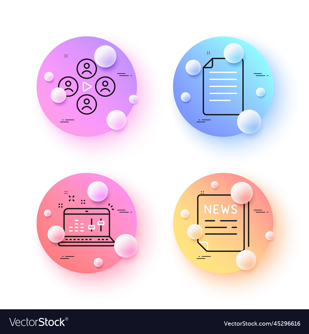 Fake news sound check and file minimal line icons vector image Fake news sound check and file minimal line icons