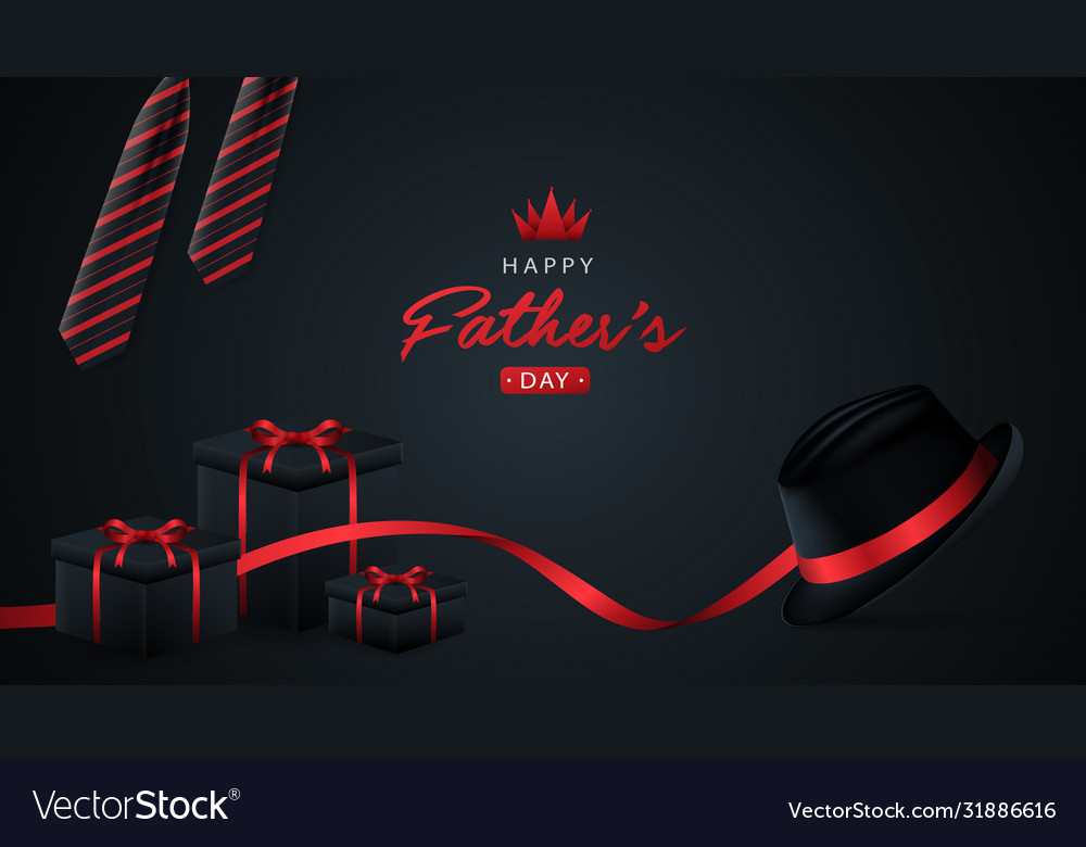 Happy fathers day black background for greeting Vector Image