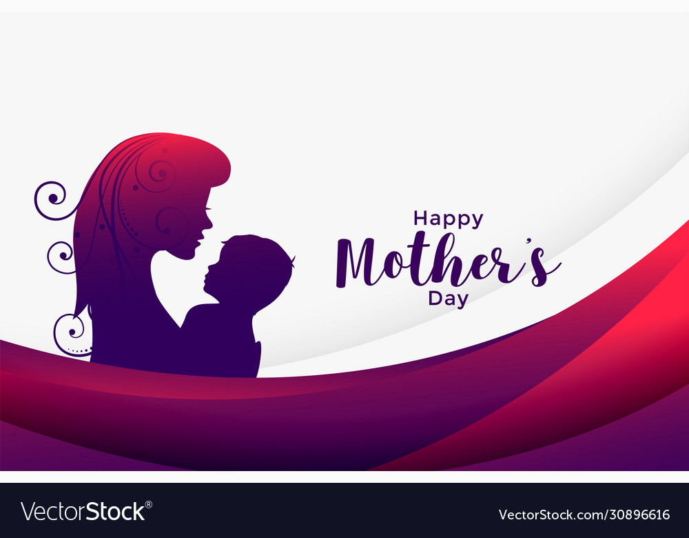 Happy mothers day elegant mom and child greeting Vector Image