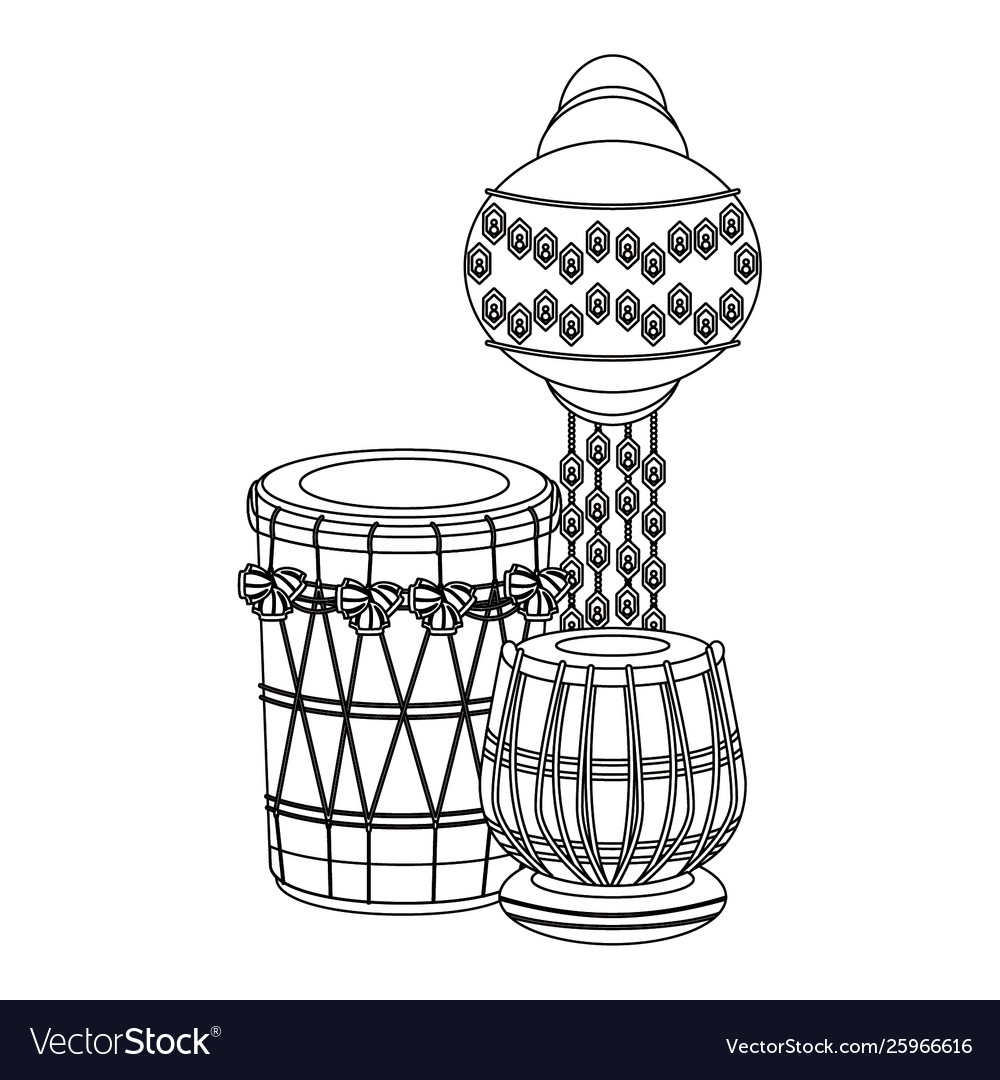 Indian tabla drums and paper light in black