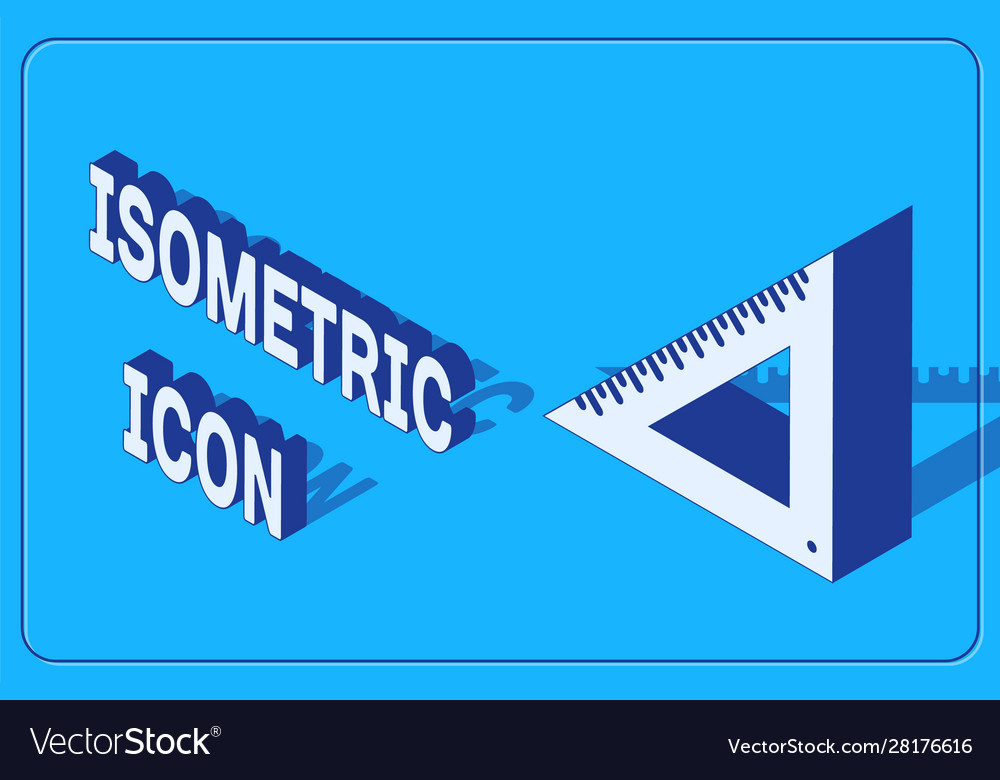 Isometric triangular ruler icon isolated on blue vector image Isometric triangular ruler icon isolated on blue