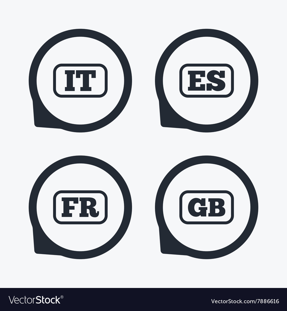 Language icons it es fr and gb translation