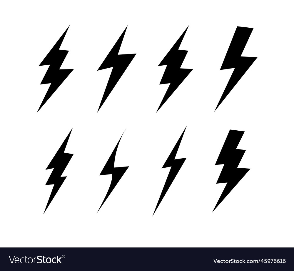 Lightning set simple icon storm