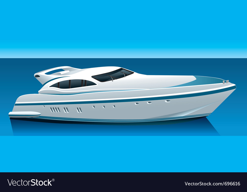 Technical draw of luxury speed yacht illustration Stock Vector