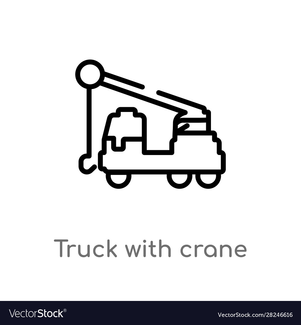 Outline truck with crane icon isolated black