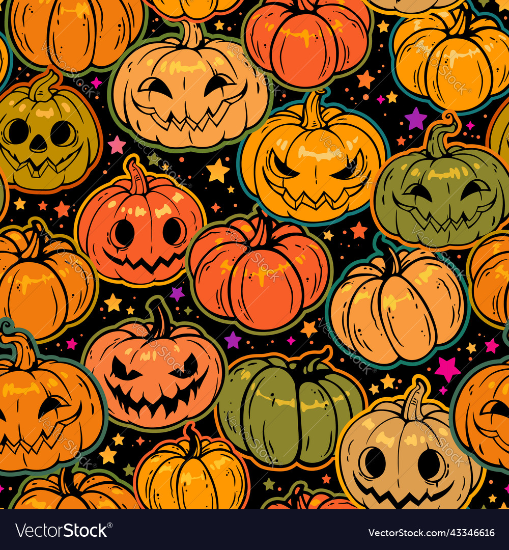 Seamless pattern of bright orange halloween Vector Image