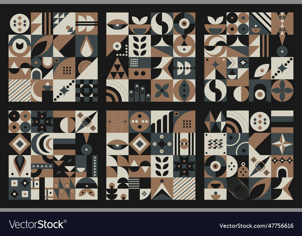 Set abstract geometric pattern design in retro