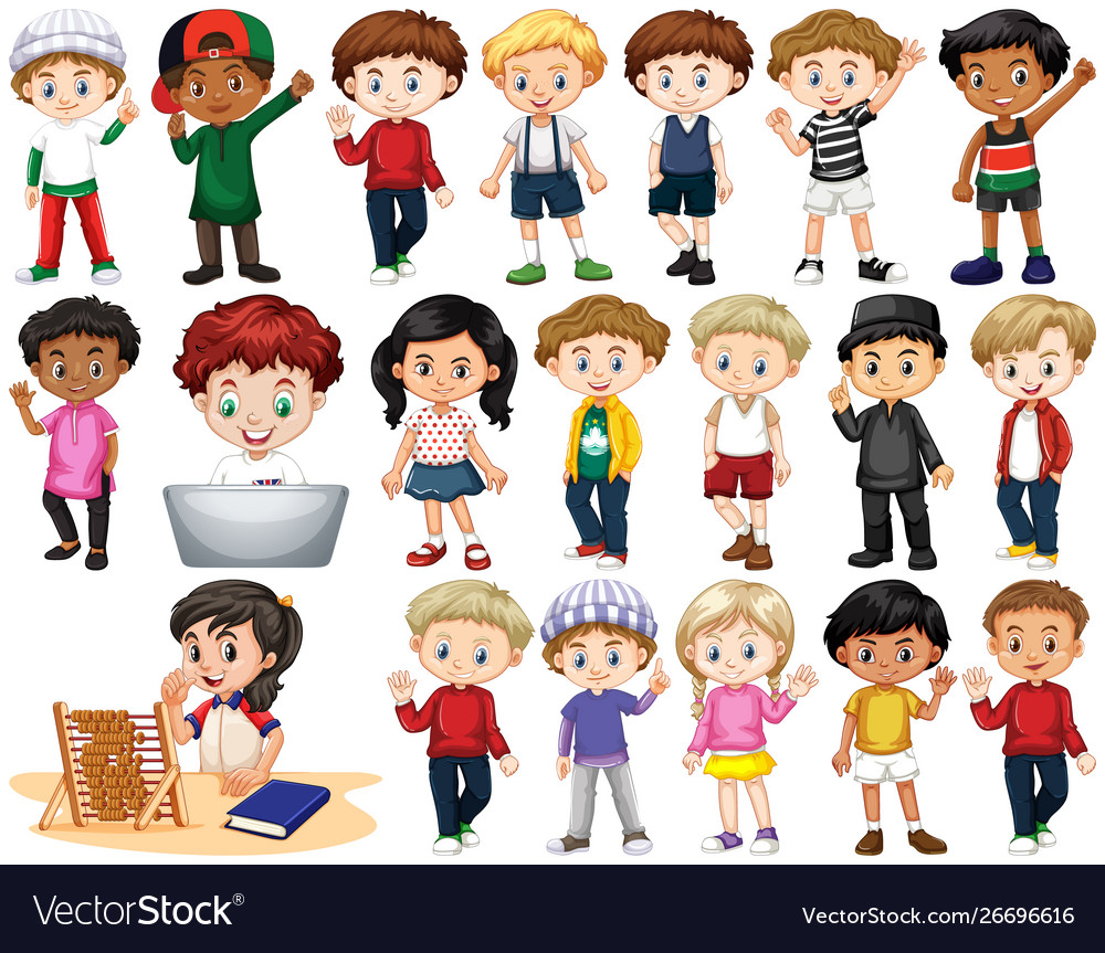 Set isolierte Kinder in verschiedenen Aktionen vector image Set isolierte Kinder in verschiedenen Aktionen