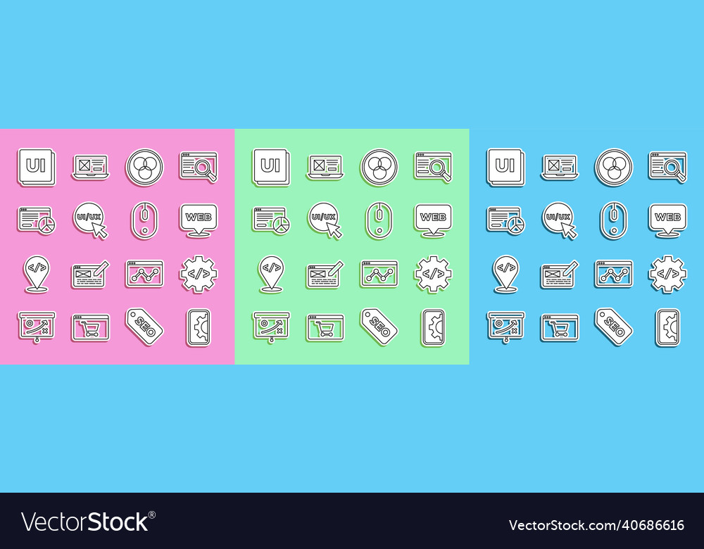 Set line web development front end and graphic vector image Set line web development front end and graphic