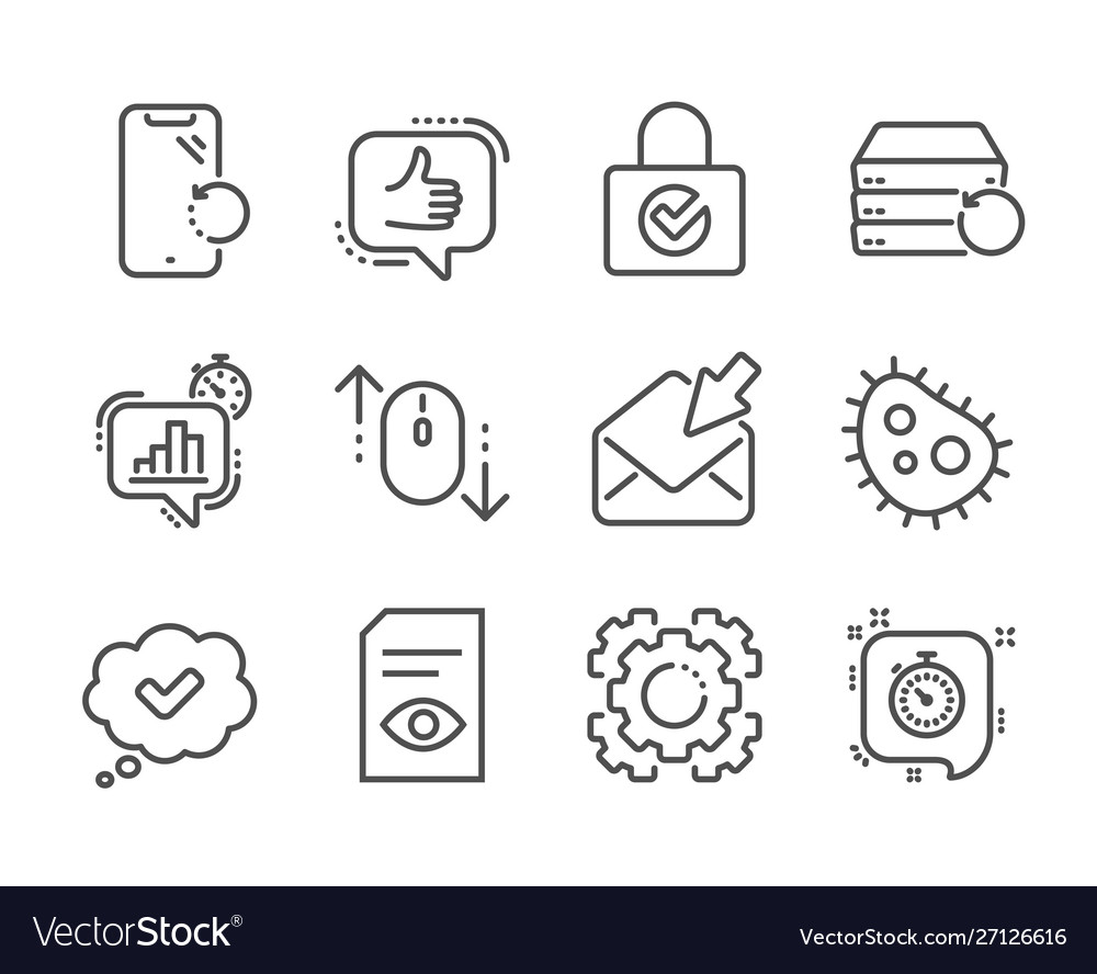 Set technology icons such as view document vector image Set technology icons such as view document