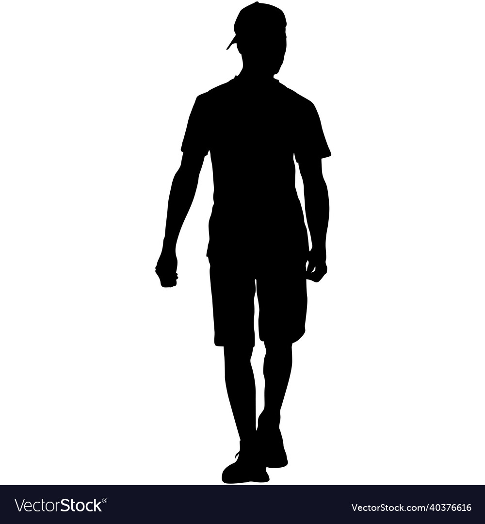 Silhouette of a walking man on white background