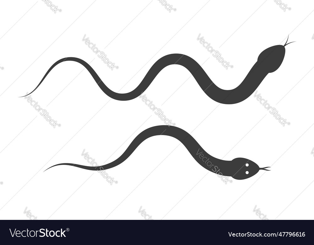 Simple cute snake icon flat Royalty Free Vector Image