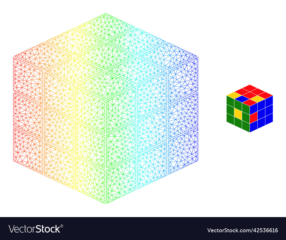 Spectral Netzgradienten Puzzle Würfel Symbol